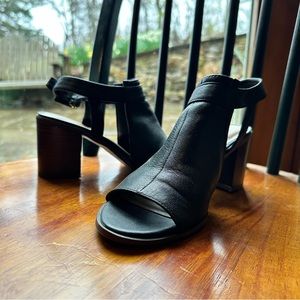 Franco Sarto Harlot Black Leather open toe bootie
